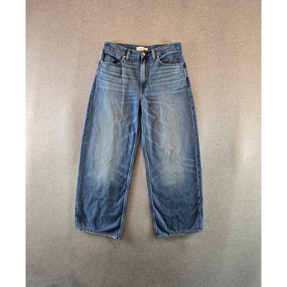 Madewell Low-Slung Baggy Jeans Women 27 Blue Wide Leg Denim NY987 Faded Relaxed